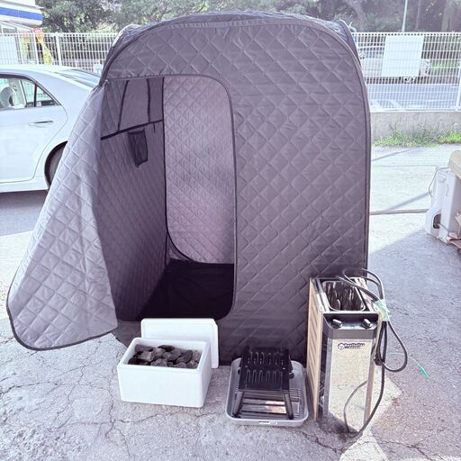 【即活躍✨】?‍♂️自宅用サウナセット（テント＋ストーブ＋サウナストーン付き）現状品　✨簡易清掃・動作確認済み❗️