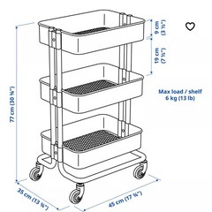 IKEA 3段ラック ブラック ロースコグの画像