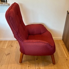 1人掛けソファ　ハイバックソファ　レッドの画像