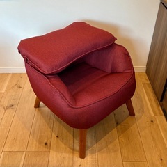 1人掛けソファ　ハイバックソファ　レッドの画像