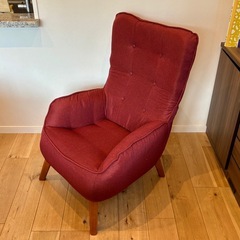 1人掛けソファ　ハイバックソファ　レッドの画像