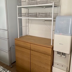 無印　木製キャビネット　木扉　オーク材突板の画像