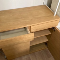 無印　木製キャビネット　木扉　オーク材突板の画像