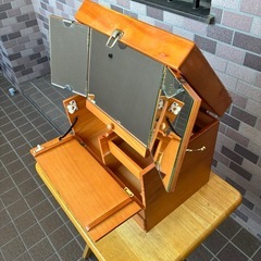 メイクボックス　三面鏡　化粧箱　木製の画像