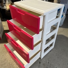 アイリスオーヤマ　収納チェスト　収納ケース　衣装ケース　４段　ピンク／ホワイト　２の画像