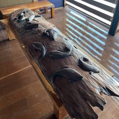 一枚板 鯉の浮き彫り　年代物！の画像