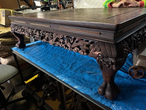 工芸木彫りティーテーブル