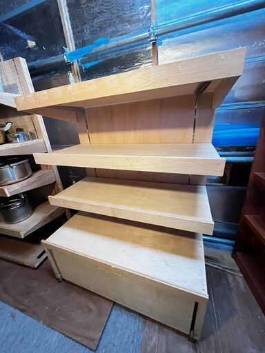 木製陳列棚 ゴンドラ 什器 シェルフ 引出し付き ②
