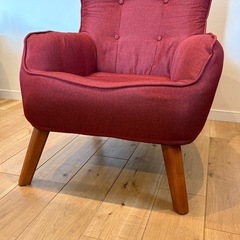 1人掛けソファ　ハイバックソファ　レッドの画像