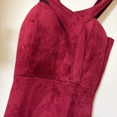 バーガンディ スリット入りロングドレス Sの画像