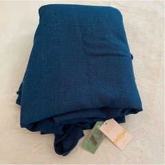 新品未使用　円形テーブルクロス 撥水加工 北欧 無地 直径274㎝ ライトネイビーの画像