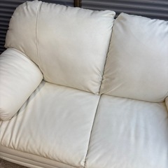 ●本革　2人掛けソファー●ホワイトの画像