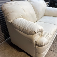 ●本革　2人掛けソファー●ホワイトの画像