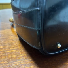 GUCCI グッチ　ブラック ナイロン レザー 巾着バッグの画像