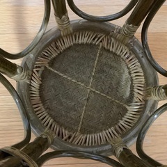 ラタン　スツール　丸椅子　腰掛け　花台　ナチュラルウッド　昭和レトロの画像