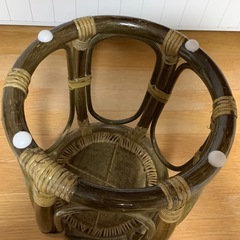 ラタン　スツール　丸椅子　腰掛け　花台　ナチュラルウッド　昭和レトロの画像