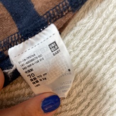 ロンパース 70cm 茶色と紺のストライプの画像