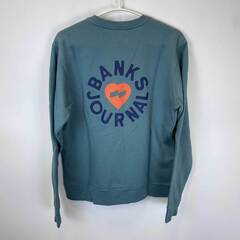 【未使用】BANKS バンクス HEART RINGS FLEECE トレーナー ロゴ プリント S スモーク ブルー AFL0231 メンズの画像