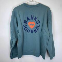 【未使用】BANKS バンクス HEART RINGS FLEECE トレーナー ロゴ プリント M スモーク ブルー AFL0231 メンズの画像