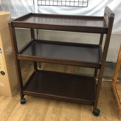 【ドリーム川西店御来店限定】☆ジモティー見たよ♪割引☆ 山善 木製3段ワゴン  クリーニング済み 【99560000034911】の画像