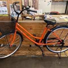 【カゴ新品！】シングルギア　26インチ自転車　オレンジの画像