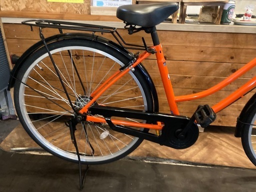 【カゴ新品！】シングルギア　26インチ自転車　オレンジ