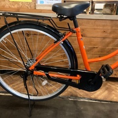 【カゴ新品！】シングルギア　26インチ自転車　オレンジの画像