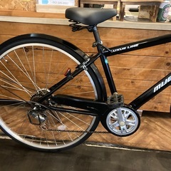 【前輪タイヤ・前輪チューブ新品！】 LEDオートライト　6段変速　27インチ自転車　ブラックの画像