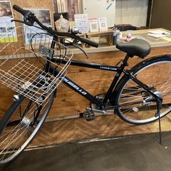 【前輪タイヤ・前輪チューブ新品！】 LEDオートライト　6段変速　27インチ自転車　ブラックの画像