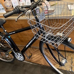 【前輪タイヤ・前輪チューブ新品！】 LEDオートライト　6段変速　27インチ自転車　ブラックの画像