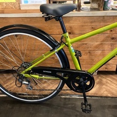 【チェーン新品！】 LEDオートライト　6段変速　27インチ自転車　ライムグリーンの画像
