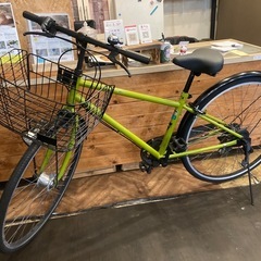 【チェーン新品！】 LEDオートライト　6段変速　27インチ自転車　ライムグリーンの画像