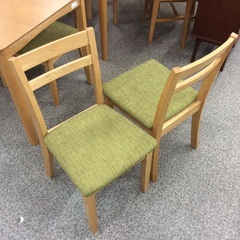 【シンプルなダイニングセット】 ダイニングセット　食卓テーブルセット　イス4脚　布座面　：グリーン/ナチュラルの画像