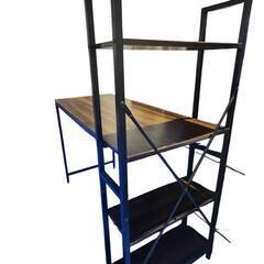 棚付きシンプルデスク（ブラウン）の画像