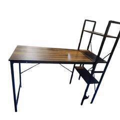 棚付きシンプルデスク（ブラウン）の画像