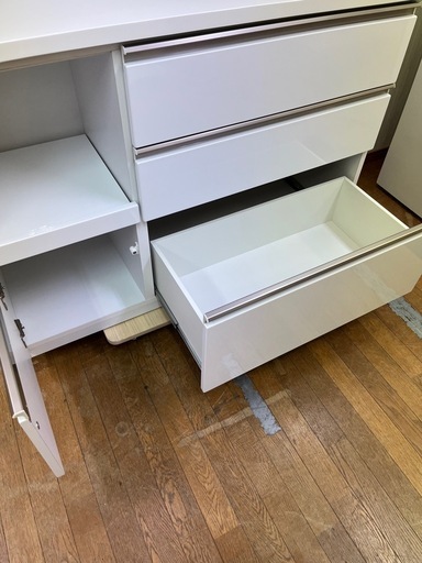激安!! 大型家具!! 三幸 キッチンボード 食器棚 レンジボード 白家具