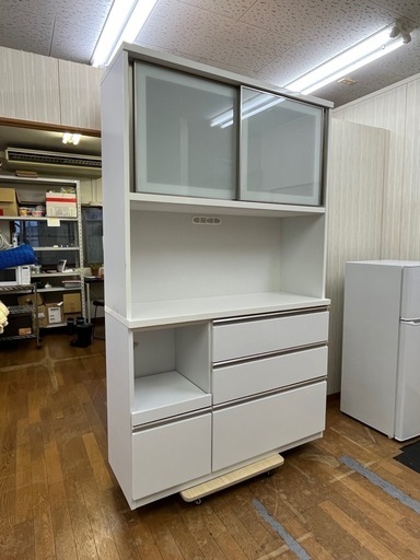 激安!! 大型家具!! 三幸 キッチンボード 食器棚 レンジボード 白家具