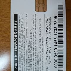 テレビのアンテナケーブルとB-CASカードの画像