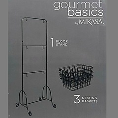 おしゃれ家具、アンティーク調アイアン3段バスケットの画像