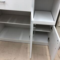 【ジャングルジャングル和歌山店】【Wa3252】レンジボード　ホワイト　ソフトクローズリユースショップ リサイクルショップ 中古家具 中古家電 中古自転車 古着 冷蔵庫の画像