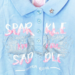 【未使用】IMPERIAL RIDING ポロシャツ 半袖 ライディングシャツ ENJOY S ブルー 115733 レディース 乗馬 馬術の画像