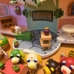 【レトロ】お茶犬ポット型ハウス＆フィギュアセットの画像