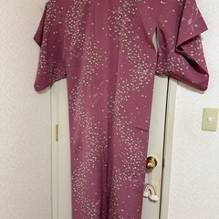 着物　正絹　小紋　ローズ系　糸巻柄の画像