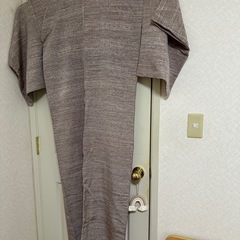 着物　小紋　正絹　グレー系　織り模様の画像