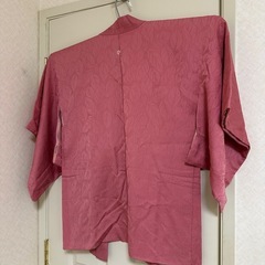 くすみピンクの葉っぱ柄羽織　正絹　羽織紐付きの画像