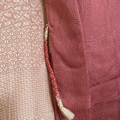 くすみピンクの葉っぱ柄羽織　正絹　羽織紐付きの画像