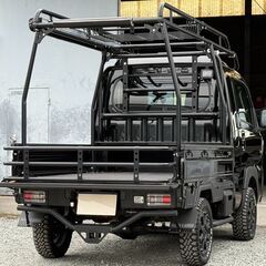 総額249.7万円★ハイゼットトラック　ジャンボエクストラ　4WD　5MT　HARDCARGOルーフラック・ワークキャリア・マッドフラップ・ルーフランプ・キャリア・バンパーガード・サイドオーニング　リフトアップ　ALPINE11インチフローティングナビの画像