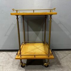 超希少『ALDO TURA』アルドトゥーラ キッチンワゴン サイドテーブル ワゴン カート テーブル 可動式 真鍮 羊皮紙 1960's ヴィンテージの画像