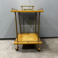 超希少『ALDO TURA』アルドトゥーラ キッチンワゴン サイドテーブル ワゴン カート テーブル 可動式 真鍮 羊皮紙 1960's ヴィンテージの画像