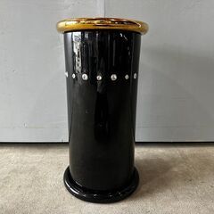 美品『AHURA』アウラ ceramic 台座 花台 飾り台 オブジェ コラム スワロフスキー 陶器 陶器製 置物 置き物 イタリア製 ゴールド ブラック 小の画像